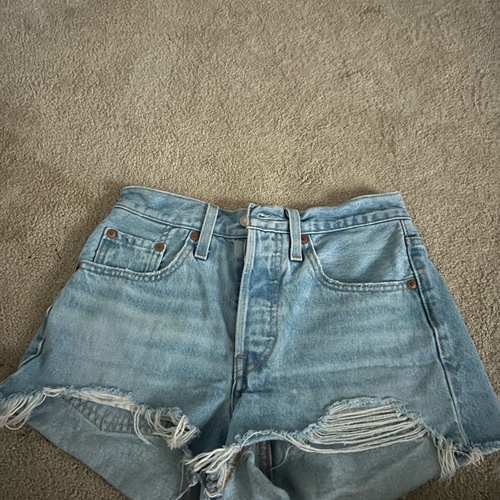 Levi's Light Blue Distressed Jean Shorts